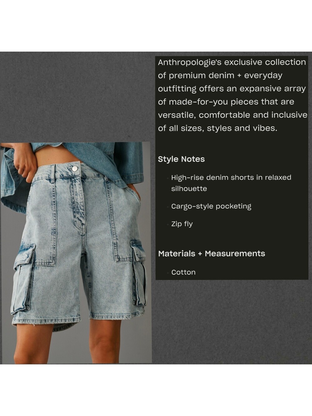 Anthropologie Pilcro Beachy Cargo Denim Shorts Size 27 Coastalcore Normcore - Picture 3 of 10